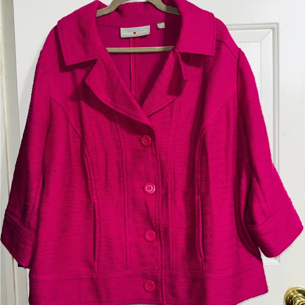 Avenue Studio Sz 22 Bright Pink Cotton Jacket